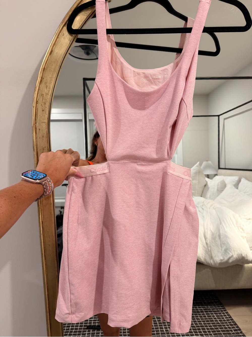 Outdoor Voices Pink Sleeveless Fit-and-Flare Mini Dress